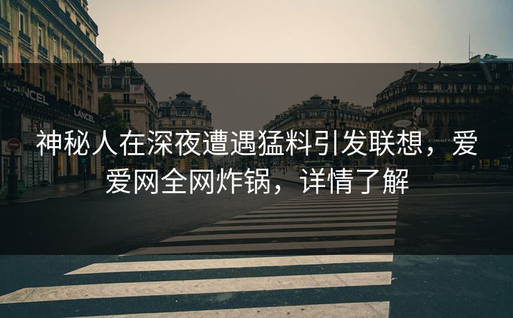神秘人在深夜遭遇猛料引发联想，爱爱网全网炸锅，详情了解