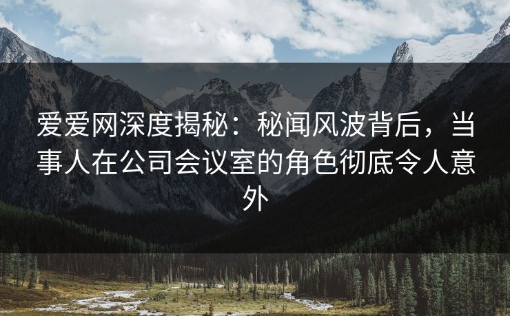 爱爱网深度揭秘：秘闻风波背后，当事人在公司会议室的角色彻底令人意外