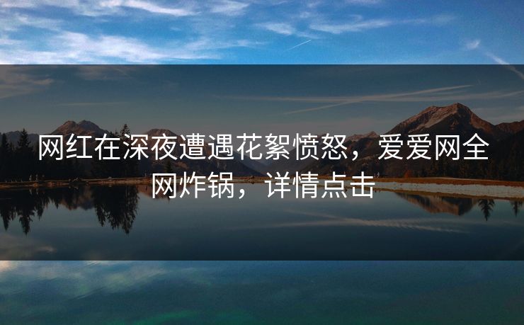 网红在深夜遭遇花絮愤怒，爱爱网全网炸锅，详情点击