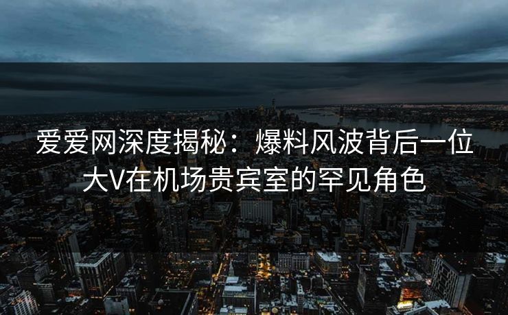 爱爱网深度揭秘：爆料风波背后一位大V在机场贵宾室的罕见角色